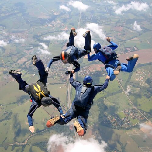 Skydivers friends having fun.